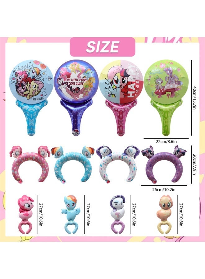 FRUITFUL PARTY 24PCS My Little Pony Foil Balloon Set for Kids – My Little Pony Handheld Stick Balloons & Wearable Headband Balloons, Wrist Wearing Balloons My Little Pony Birthday Party Decorations, Photo Props & Party Favors - Image 2