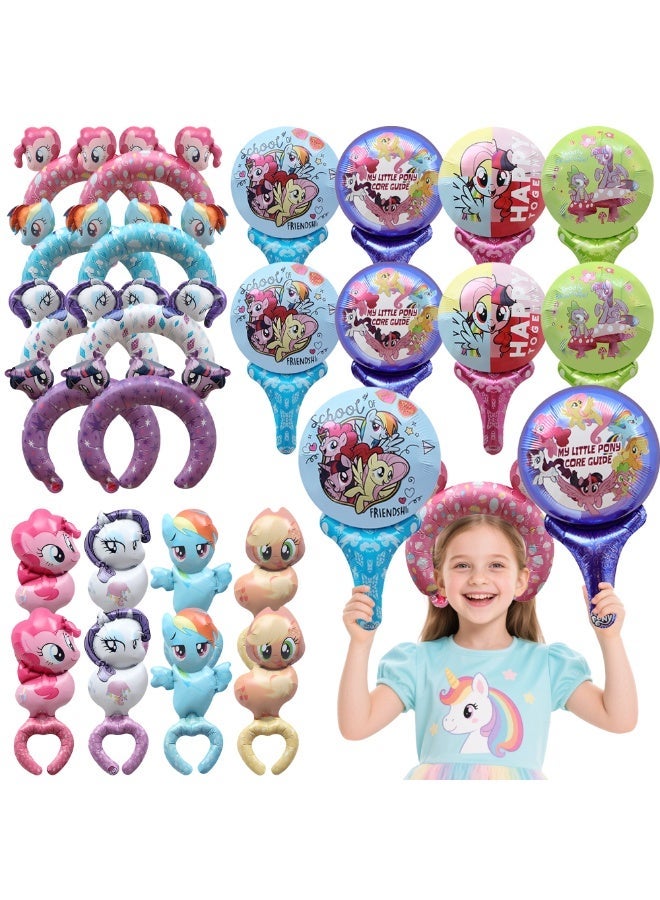 FRUITFUL PARTY 24PCS My Little Pony Foil Balloon Set for Kids – My Little Pony Handheld Stick Balloons & Wearable Headband Balloons, Wrist Wearing Balloons My Little Pony Birthday Party Decorations, Photo Props & Party Favors - Image 1