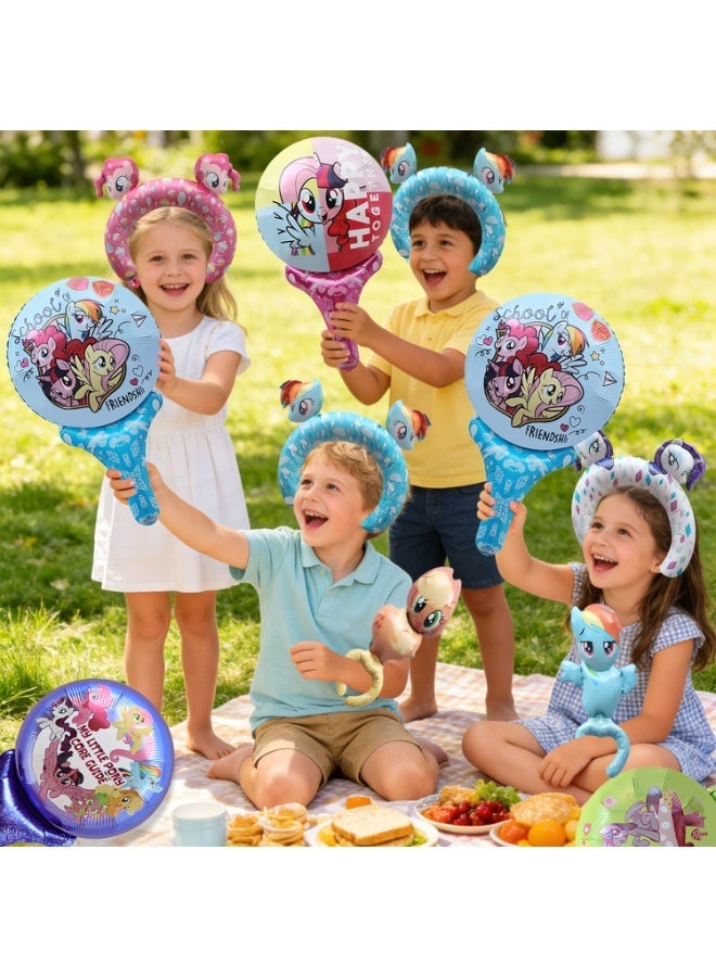 FRUITFUL PARTY 24PCS My Little Pony Foil Balloon Set for Kids – My Little Pony Handheld Stick Balloons & Wearable Headband Balloons, Wrist Wearing Balloons My Little Pony Birthday Party Decorations, Photo Props & Party Favors - Image 4