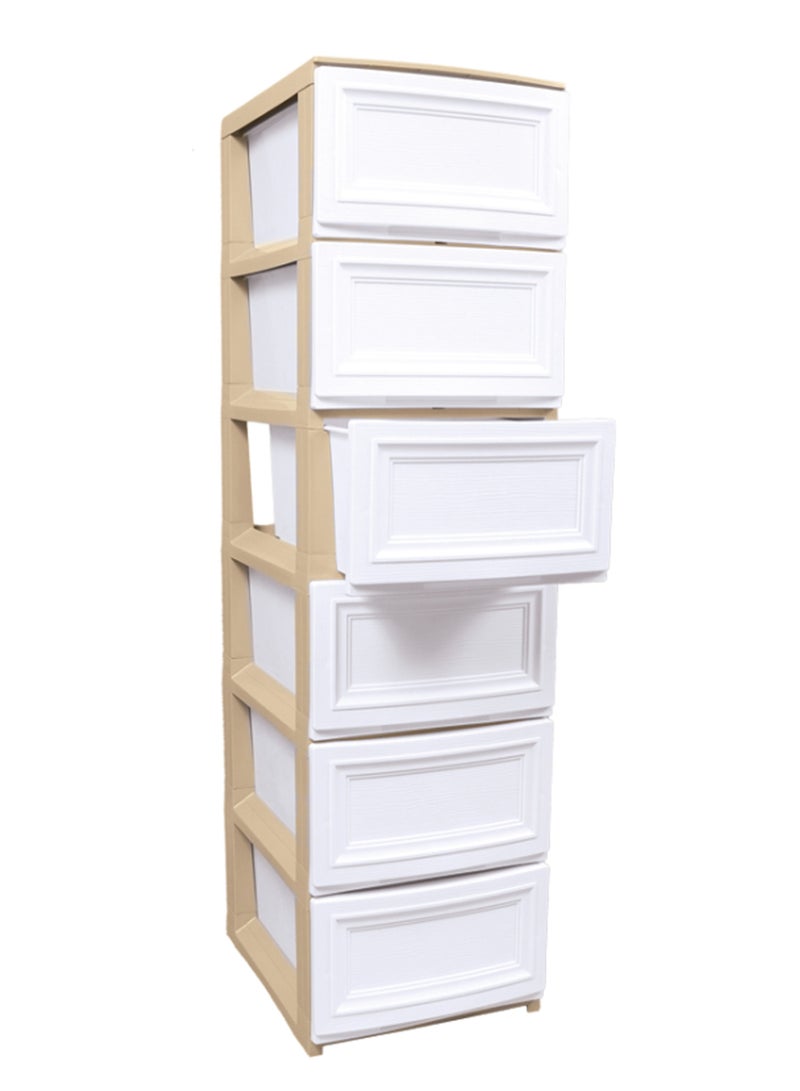 Concept home 6-Layer Storage Drawer Cabinet White/Beige 42x124x34 cm - Image 2