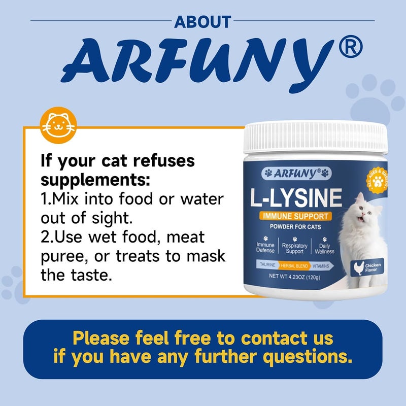 SANTKOL L-Lysine for Cats - Lysine for Cats - Support Immune System, Respiratory, Eye Health - Cat Lysine Powder with Taurine, Herbal Blend, Vitamins - Ease Sneezing, Runny Nose, Watery Eyes - Chicken Flavor - Image 2