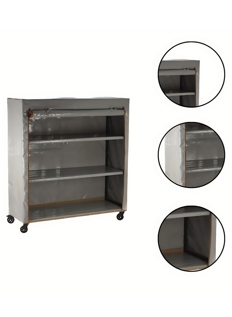 Bin Amaar Multi Tiers Dust Proof Rack Storage Portable Steel Stack able Storage Rack Cabinet Organizer Multipurpose Storage Rack 130x130x50cm Grey - Image 4