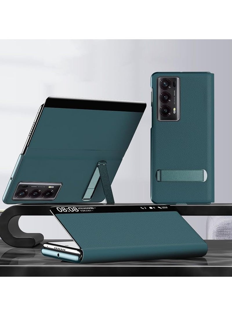 general Compatible Honor Magic V2 Case Deluxe Premium Leather Smart Touch Silde Window Window Flip Cover with Stand for Magic V2