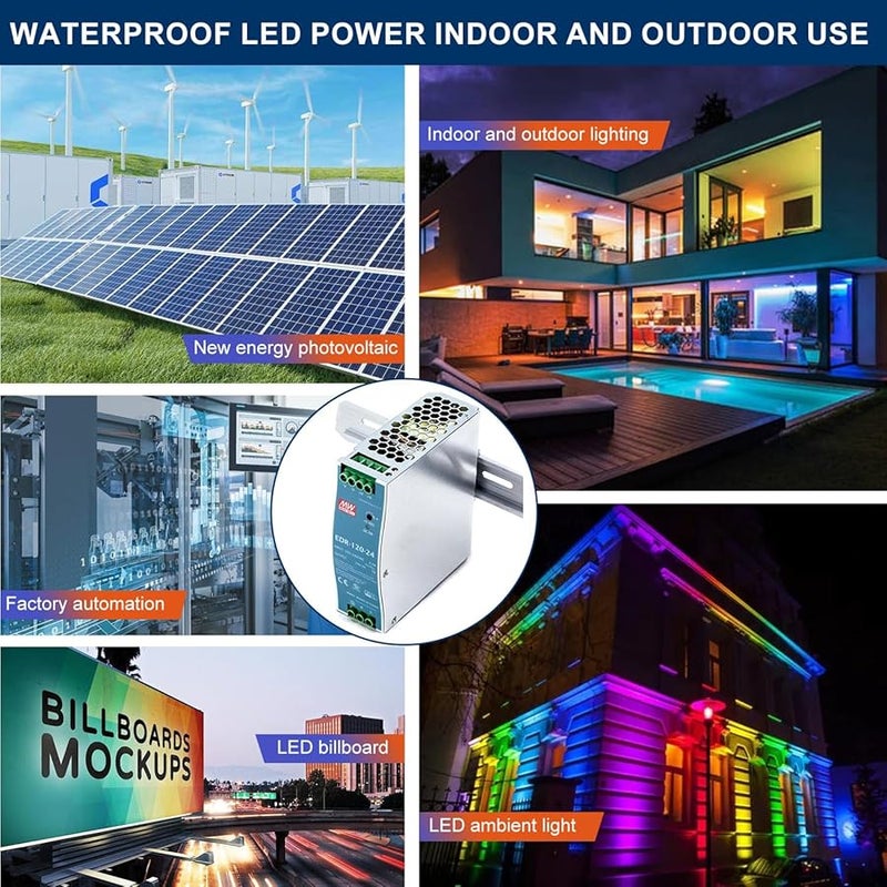 EDR 120 24 24V 5A 120W AC DC Slim DIN Rail Power Supply 87 5 High Efficiency UL508 Certified - Image 5