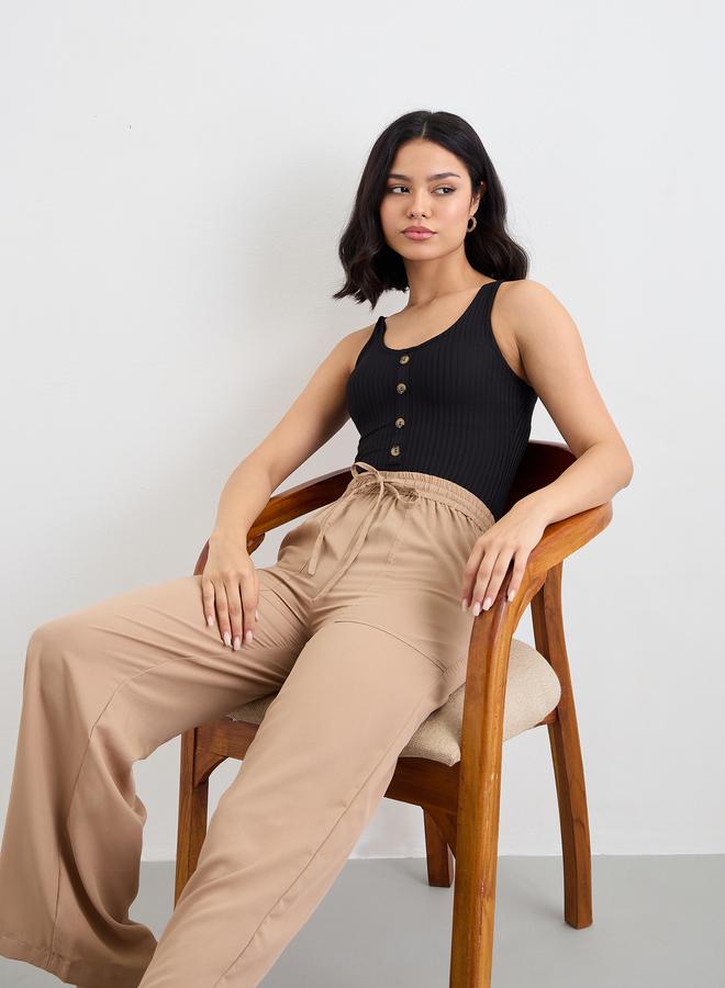 Styli Mid Rise Elasticated Waistband Wide Leg Jeans - Image 5