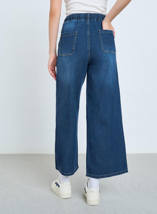 Styli Mid Rise Elasticated Waistband Wide Leg Jeans - Image 4
