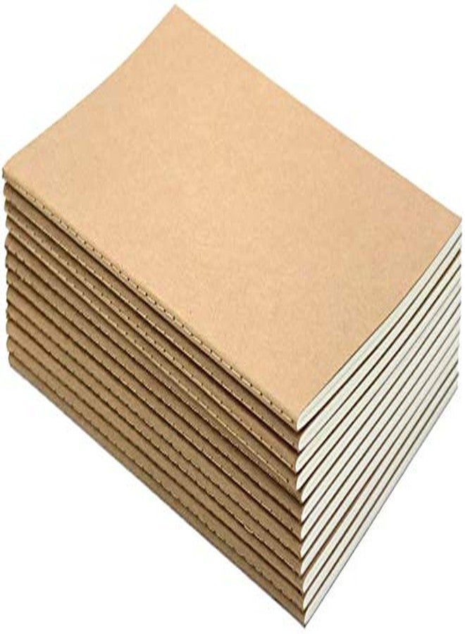 INNAXA Travel Journal Set with 12 Notebook Journals for Travelers - A5 Size-21cm x 14cm - 64 Blank-Natural Shade Pages, Black/White/Kraft Brown Cover (Blank) - Image 1