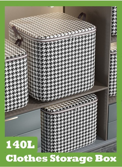 Clothes Storage Box, Large Capacity Storage Bag, Storage Box With Double Side Handles, Two-Way Zipper Clothing And Quilt Storage Bag, Wardrobe Storage Box, Thickened Storage Bag, Suitable For Clothes, Blankets, Quilts, Sheets, Pillows And Toys, Etc. (140 Liters)