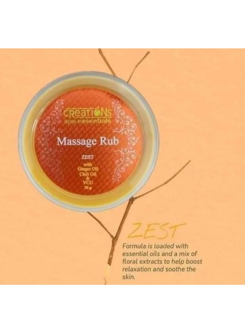 creation Massage Rub ZEST with Ginger Oil Chili Oil,50g - Image 2