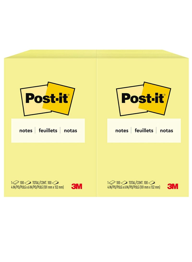 3M 100-Piece Sticky Notes 4X6 Inch Size Yellow - Image 2