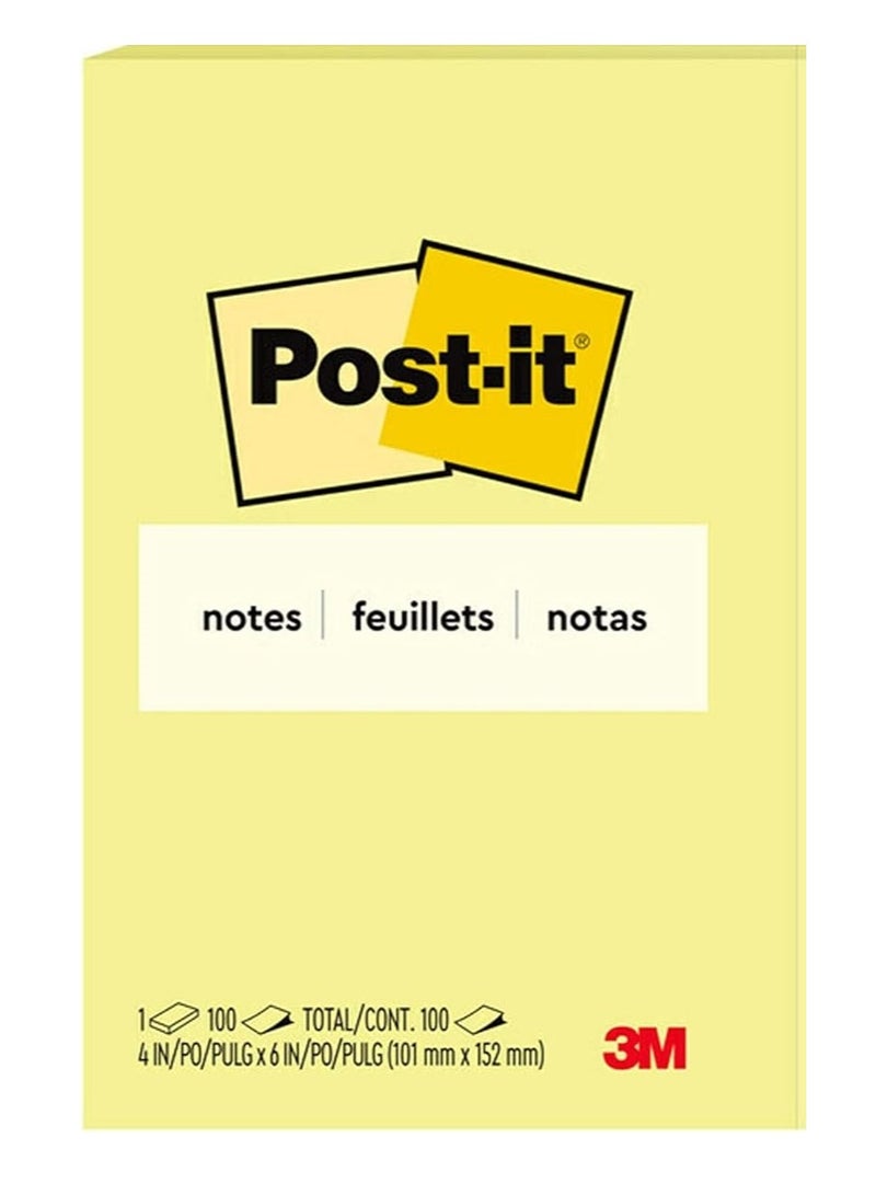 3M 100-Piece Sticky Notes 4X6 Inch Size Yellow - Image 3