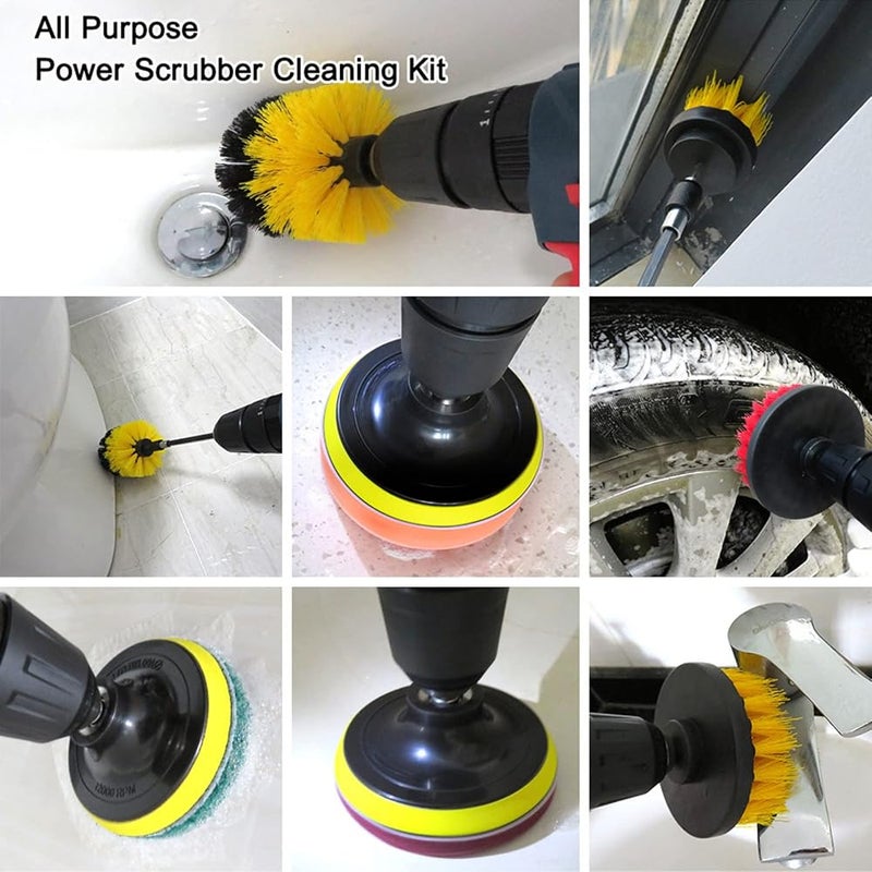 Eacam 12PCS/SET Electric Drill Brush Scrub Pads Kit Power Scrubber Cleaning Kit Cleaning Brush Scouring Pad for Carpet Glass Car Clean - Image 2