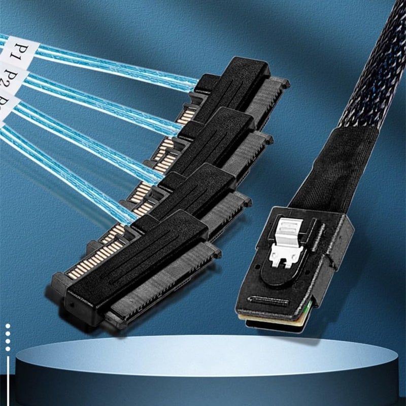 كابل بيانات وطاقة بطاقة مصفوفة الخادم من Mini SAS Sff-8087 إلى 4 Sff-8482 للقرص الصلب بطول 0.5 متر - Image 3