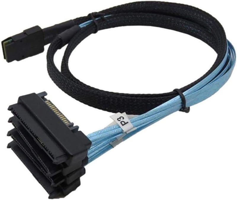 كابل بيانات وطاقة بطاقة مصفوفة الخادم من Mini SAS Sff-8087 إلى 4 Sff-8482 للقرص الصلب بطول 0.5 متر - Image 4