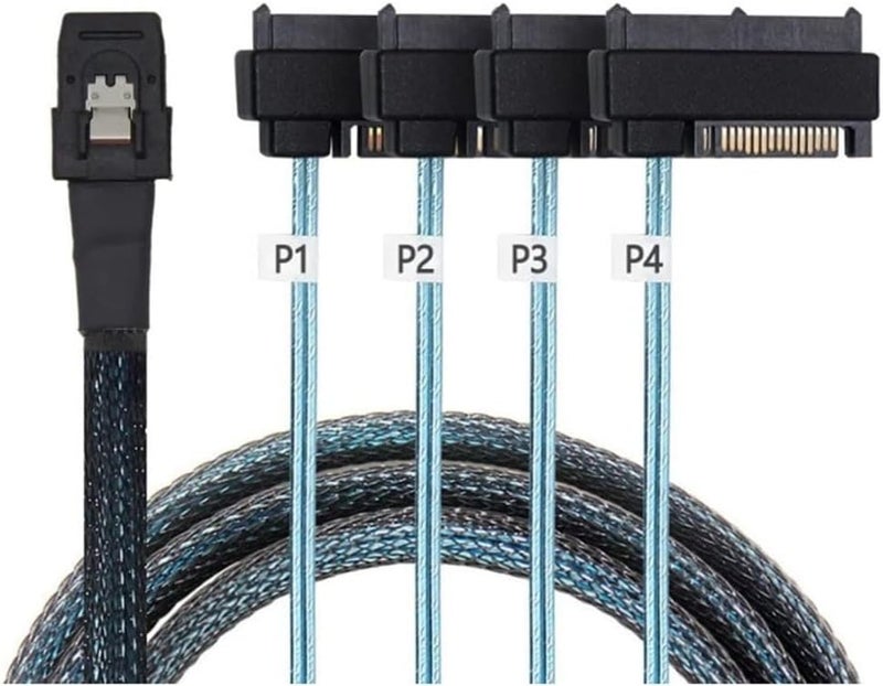 كابل بيانات وطاقة بطاقة مصفوفة الخادم من Mini SAS Sff-8087 إلى 4 Sff-8482 للقرص الصلب بطول 0.5 متر - Image 1