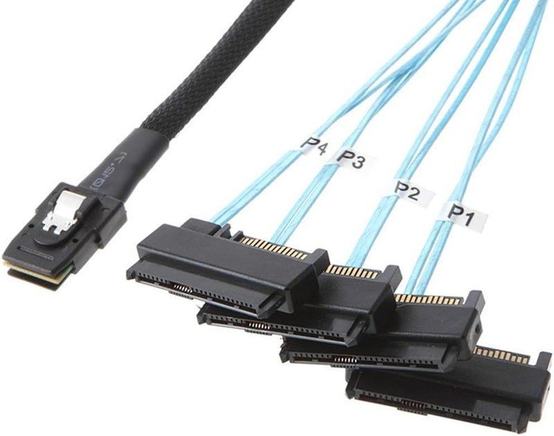كابل بيانات وطاقة بطاقة مصفوفة الخادم من Mini SAS Sff-8087 إلى 4 Sff-8482 للقرص الصلب بطول 0.5 متر - Image 2