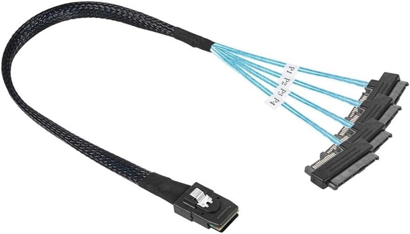 كابل بيانات وطاقة بطاقة مصفوفة الخادم من Mini SAS Sff-8087 إلى 4 Sff-8482 للقرص الصلب بطول 0.5 متر - Image 5