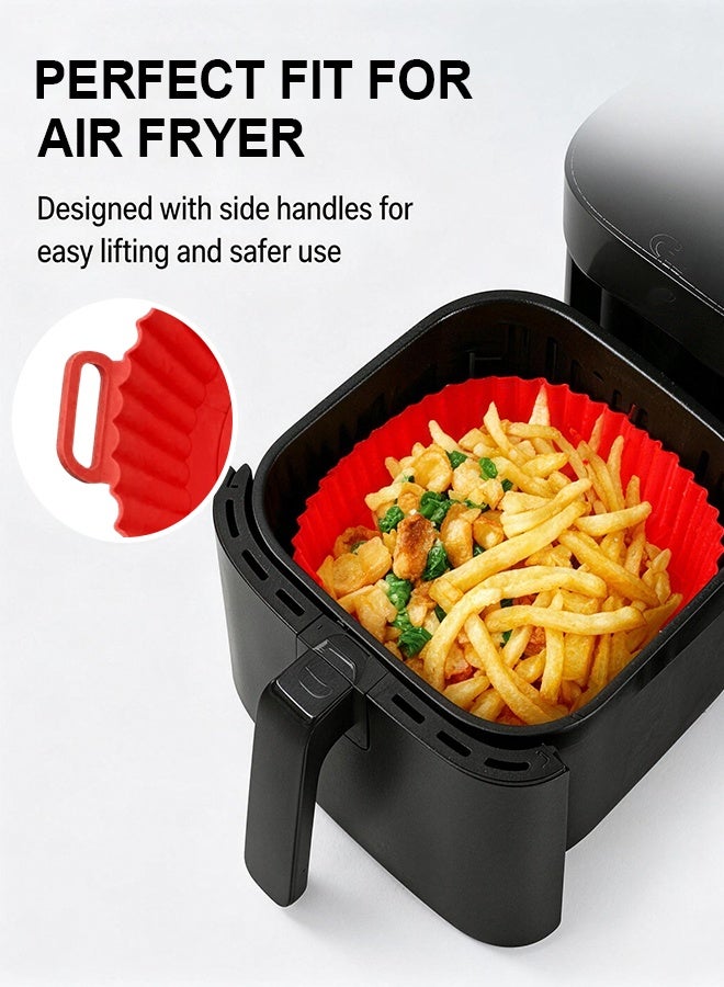 4 Pack Reusable Round Air Fryer Silicone Liners With Double Handles, Multi Color Silicone Baking Pot For Oven Microwave - Image 3