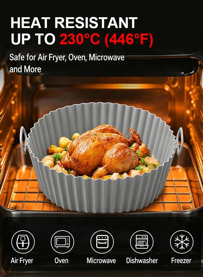 4 Pack Reusable Round Air Fryer Silicone Liners With Double Handles, Multi Color Silicone Baking Pot For Oven Microwave - Image 4