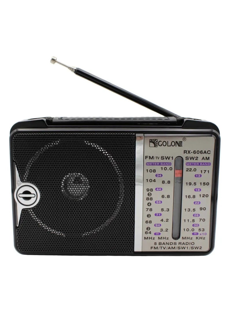 جولون راديو جولون كلاسيكى يعمل بالكهرباء متعدد الموجات RX-606AC – استقبال AM/FM/SW1/SW2 – عالي الحساسية – هوائي طويل – أسود - Image 2
