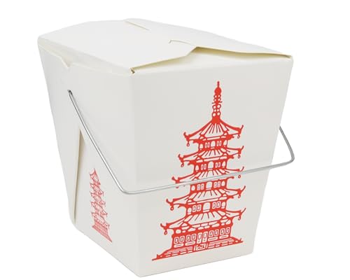 Great Credentials 15 Count 16 oz Pagoda Wire Handle Chinese Takeout Box Oyster Pails - Image 1