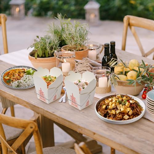 Great Credentials 15 Count 16 oz Pagoda Wire Handle Chinese Takeout Box Oyster Pails - Image 4