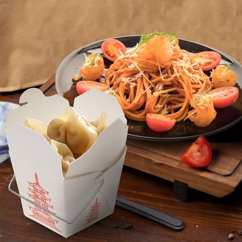 Great Credentials 15 Count 16 oz Pagoda Wire Handle Chinese Takeout Box Oyster Pails - Image 5
