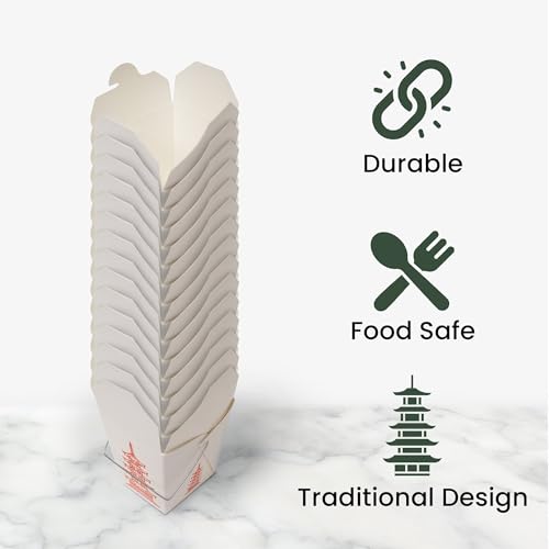 Great Credentials 15 Count 16 oz Pagoda Wire Handle Chinese Takeout Box Oyster Pails - Image 3
