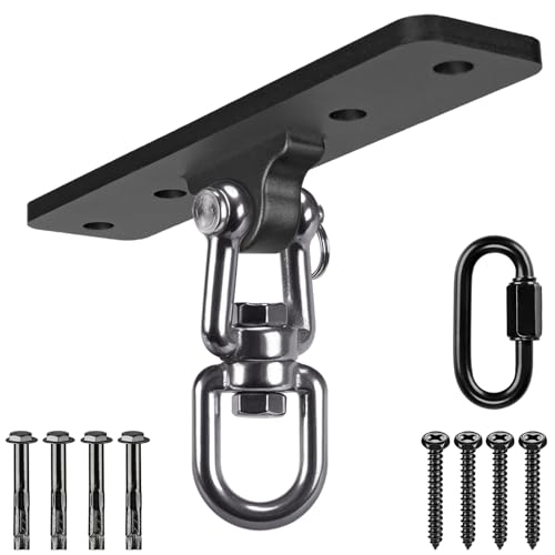 Dolibest Heavy Bag Hanger, Wall Ceiling Mount Hook 360° Rotation Wood Beam Holder Body Weight Strength Training Systems, Wood Beam Holder with Spring and 1 Carabiner, 5Wood Screws for Wooden Sets - Image 1