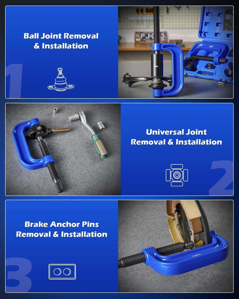 Orion Motor Tech Ball Joint Press Kit, Heavy Duty Ball Joint Removal Tool Kit with 4x4 Adapters, for Most 2WD and 4WD Cars and Light Trucks - Image 4