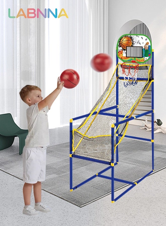 LABNNA Basketball Arcade Game Set with 1 Balls and Hoop 1 air Pump for Kids Indoor Outdoor Sport Play,Mini Toy Basketball Hoop Board for Children Ideal for Competition 68*35*125cm - Image 1