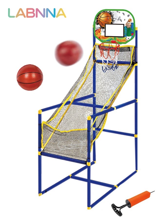 LABNNA Basketball Arcade Game Set with 1 Balls and Hoop 1 air Pump for Kids Indoor Outdoor Sport Play,Mini Toy Basketball Hoop Board for Children Ideal for Competition 68*35*125cm - Image 2