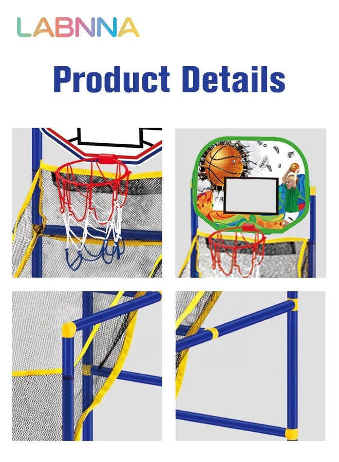 LABNNA Basketball Arcade Game Set with 1 Balls and Hoop 1 air Pump for Kids Indoor Outdoor Sport Play,Mini Toy Basketball Hoop Board for Children Ideal for Competition 68*35*125cm - Image 4
