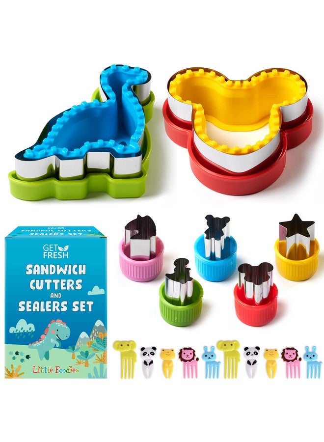 Get Fresh Sandwich Cutters And Sealers For Children 17Pcs Stainless Steel Sandwich Sealers And Veggie Cutters For Kids Dino Mouse Metal Bread Decrusters 5 Vegetable Shapes 10 Animal Food Picks - Image 1
