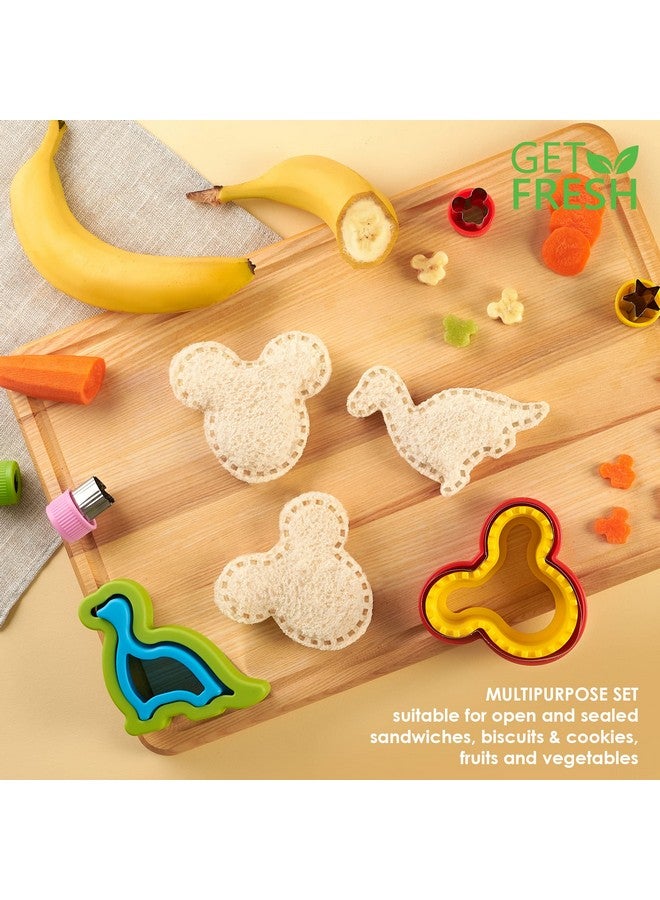Get Fresh Sandwich Cutters And Sealers For Children 17Pcs Stainless Steel Sandwich Sealers And Veggie Cutters For Kids Dino Mouse Metal Bread Decrusters 5 Vegetable Shapes 10 Animal Food Picks - Image 5