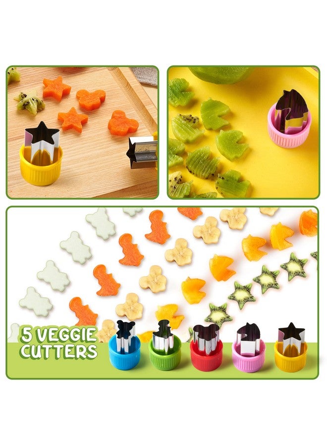 Get Fresh Sandwich Cutters And Sealers For Children 17Pcs Stainless Steel Sandwich Sealers And Veggie Cutters For Kids Dino Mouse Metal Bread Decrusters 5 Vegetable Shapes 10 Animal Food Picks - Image 4
