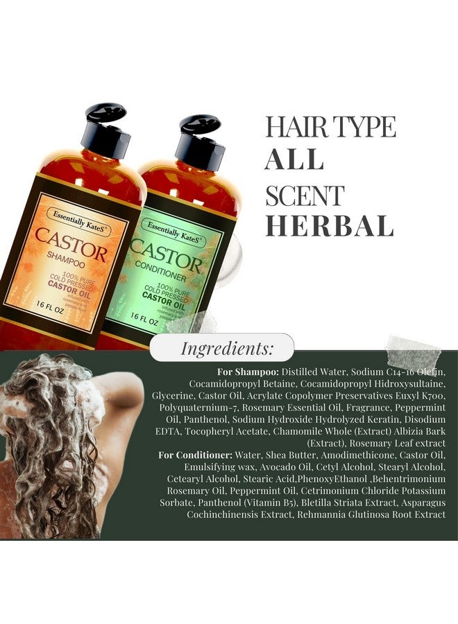 Essentially KateS Castor Oil Rosemary Mint Shampoo And Conditioner 16 Fl Oz Set Pack Of 2 Helps Thicker And Healthy Looking Hair Sulfate & Paraben Free - Image 4