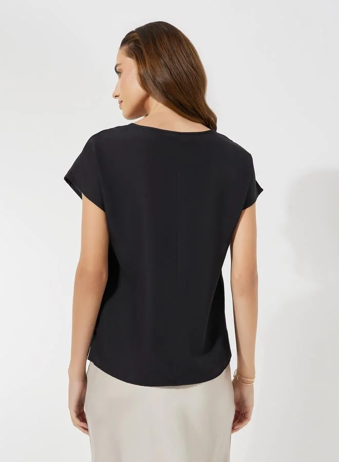 ستايلي Solid Regular Fit Top with Keyhole Neck