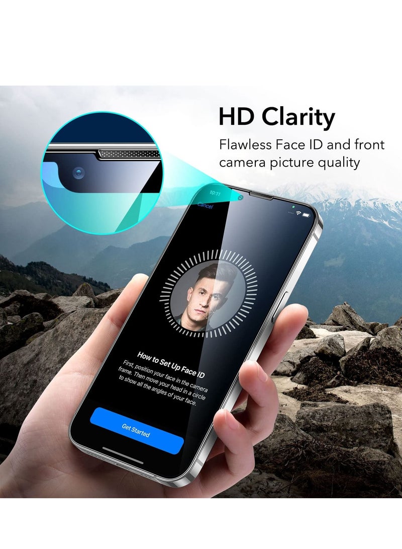 BORTONY Pack of 2 Screen Protector For iPhone 14/13/13 Pro 6.1 Inch Full Coverage 9D Tempered Glass Film For Apple iPhone 14/13/13 Pro Clear/Black - Image 5