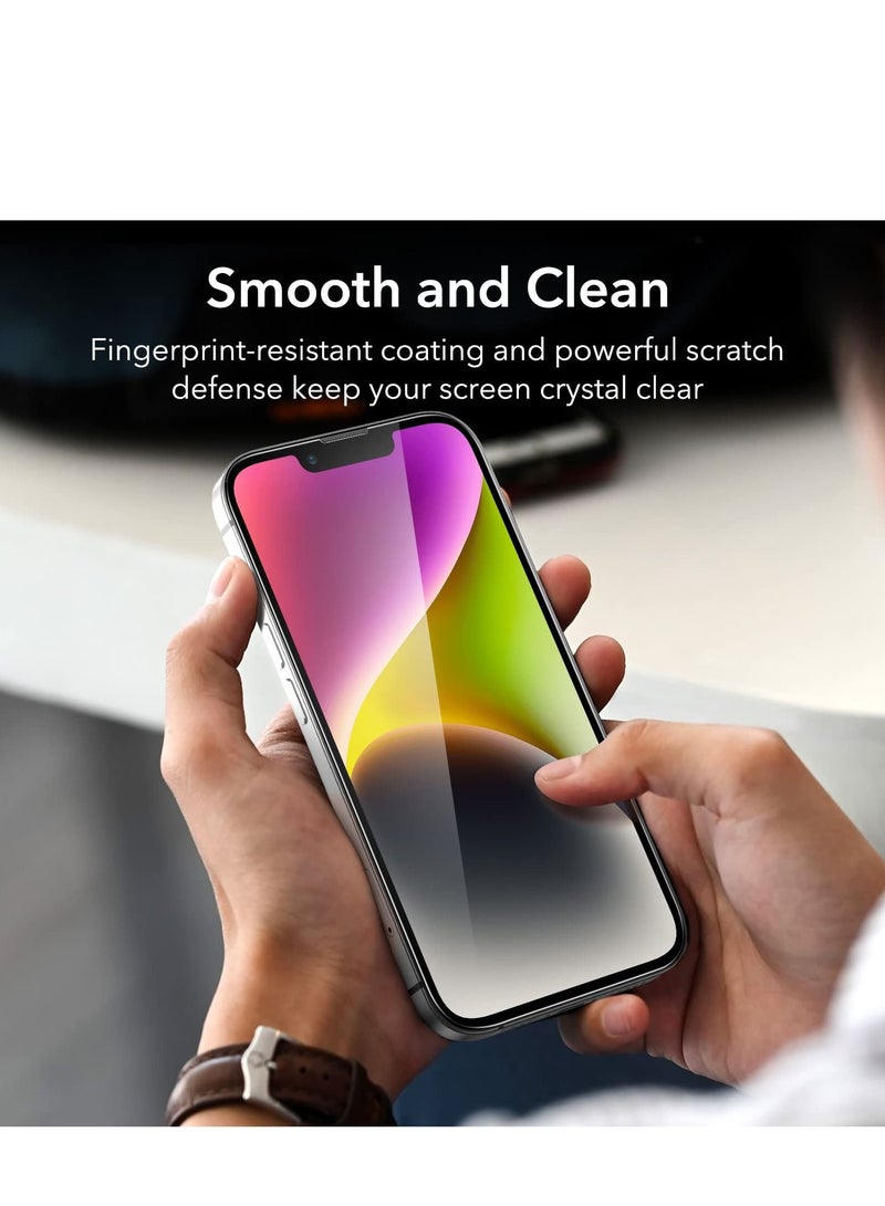 BORTONY Pack of 2 Screen Protector For iPhone 14/13/13 Pro 6.1 Inch Full Coverage 9D Tempered Glass Film For Apple iPhone 14/13/13 Pro Clear/Black - Image 3