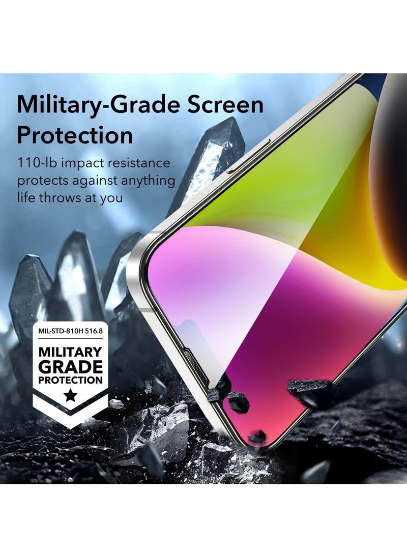 BORTONY Pack of 2 Screen Protector For iPhone 14/13/13 Pro 6.1 Inch Full Coverage 9D Tempered Glass Film For Apple iPhone 14/13/13 Pro Clear/Black - Image 2