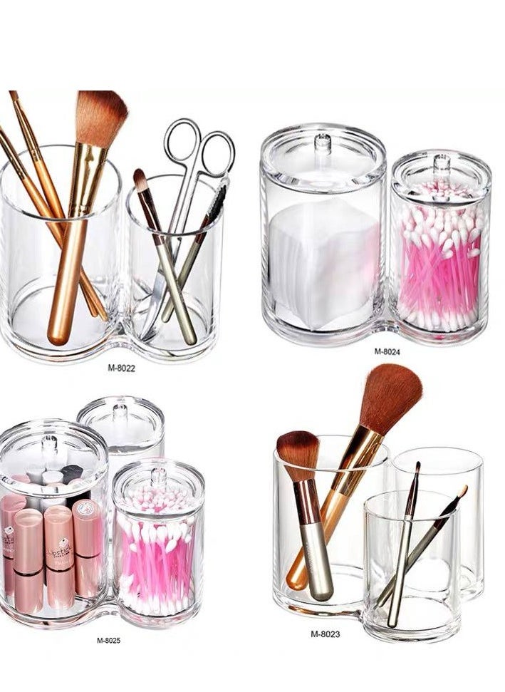 Generic Holder, Cotton Swab Storage Dispenser, Jars with Lids, Simple Bathroom Organizers, Acrylic 2 Eye IR  - Image 4