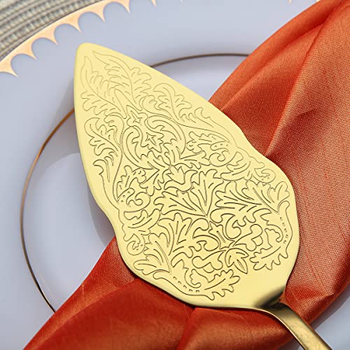 Berglander Gold Wedding Cake Knife and Server Set, Titanium Gold Plating With Unique Pattern Design Cake Cutter Serving Set Perfect For Wedding, Birthday, Parties and Events Dishwasher Safe - Image 4