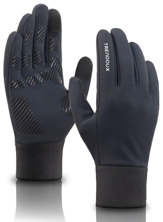 TRENDOUX Woen's & Men's Black Insulated Touchscreen Thermal Gloves Size Medium, Driving Running Riding Typing Texting Cycling Gloves Biking Hiking Walking Soccer Gaming Glove for Cold Weather - Image 1
