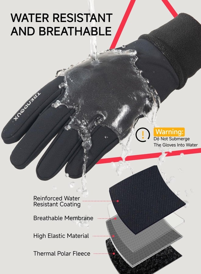 TRENDOUX Woen's & Men's Black Insulated Touchscreen Thermal Gloves Size Medium, Driving Running Riding Typing Texting Cycling Gloves Biking Hiking Walking Soccer Gaming Glove for Cold Weather - Image 4