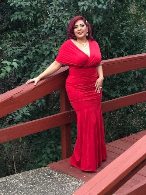 GOBLES Women Sexy V Neck Off The Shoulder Evening Gown Fishtail Maxi Dress Red - Image 5