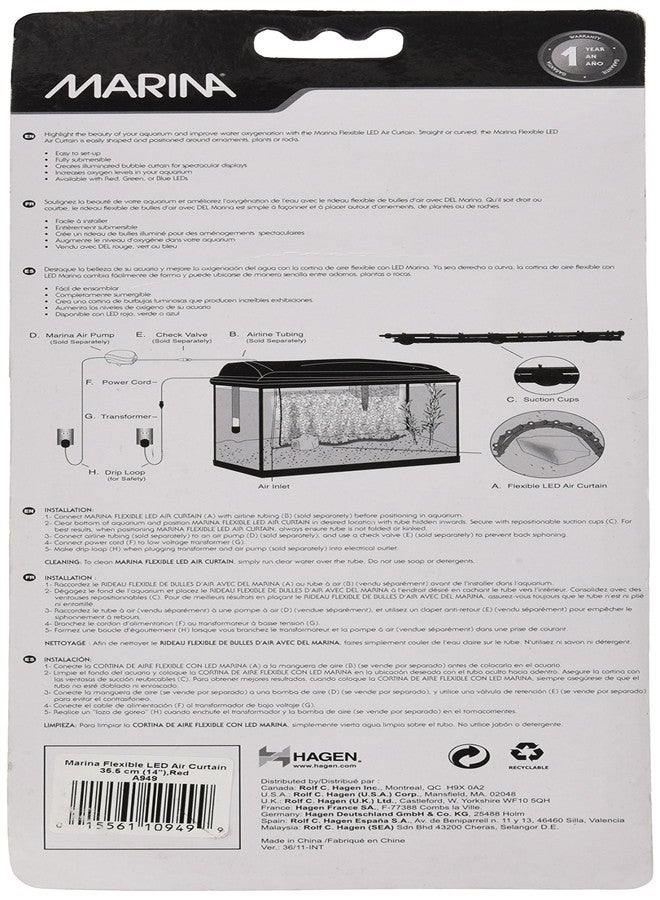 Marina LED Curtain Betta Aquarium Air Pump, 14-Inch, Red - Image 5