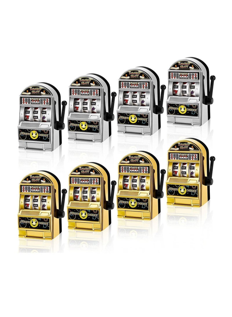 SYOSI 8 Pcs Slot Machine Bank Mini Slot Machine Toy with Spin Reels Golden Silver Lucky Slot Machine Bank Deluxe Lucky 7's Slot Machine Bank with Jackpot Sound  - Image 1