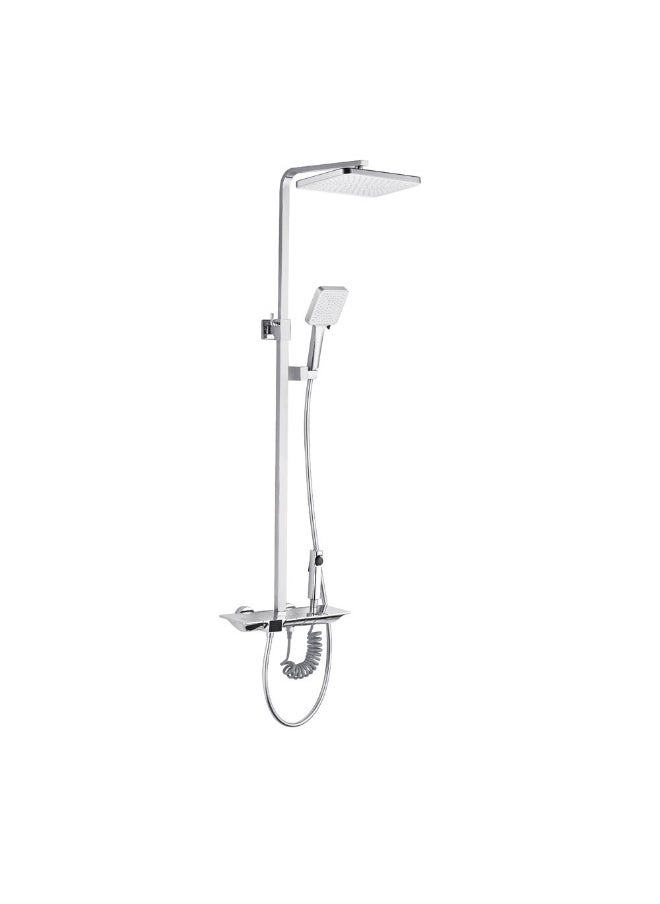 DANUBE HOME Milano Queen Plus Rain Shower - Chrome Solid Stainless Steel/Metal Body Pressure Balancing Showerhead Mixer Wall Mounted Rainfall Shower System For Bathroom With Handheld Shower - (38X30X868) Cm  - Image 1