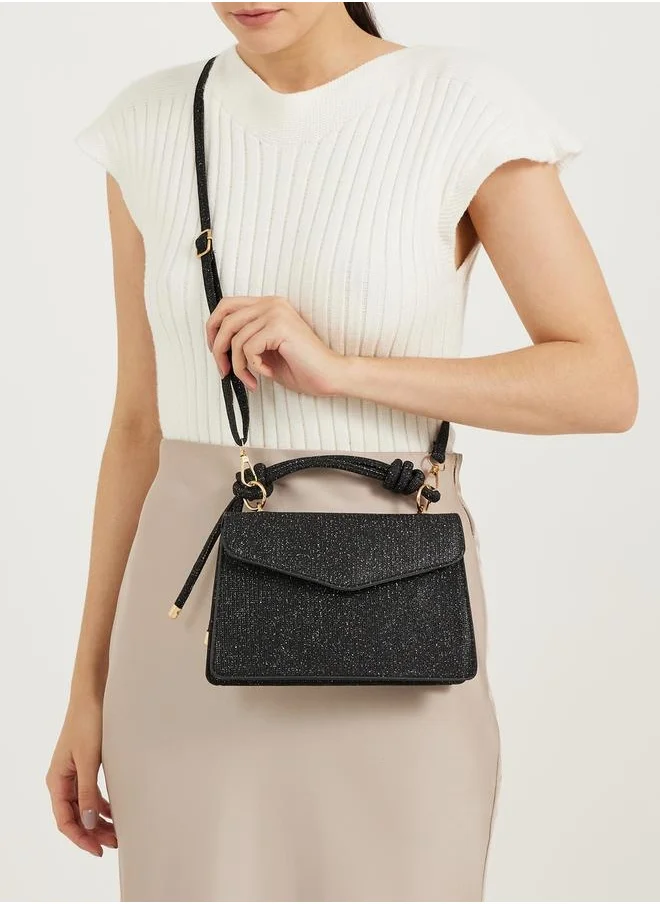 Styli Glittered Look Handbag with Detachable Strap